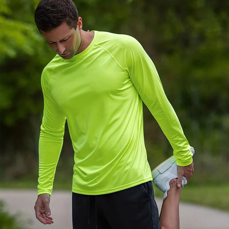 UV Mens Sunscreen Long Sleeve Summer UPF50Performance Quick Drying Tshirt Breathable Hiking Exercise Push Up Top 250312