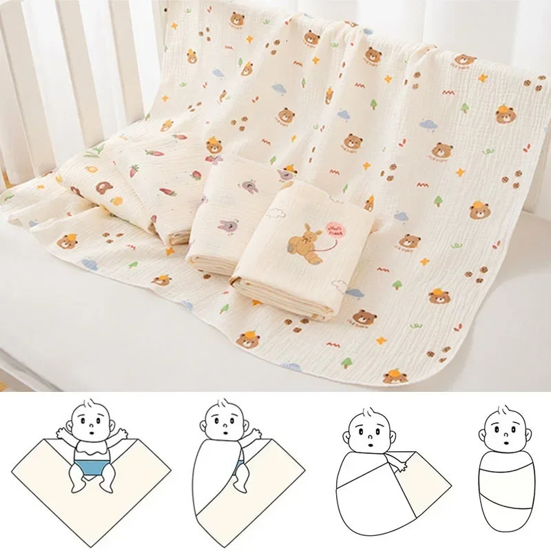 Baby received born cotton plain cover baby crib bath towel supplies 80cm 250304