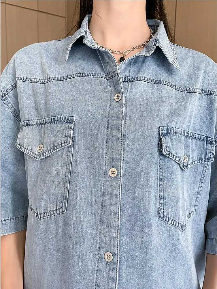 Shirt Styles Denim Maternity Dress Casual Loose Long Blouse For Pregnant Women Pregnancy Denim Midi DressT250311