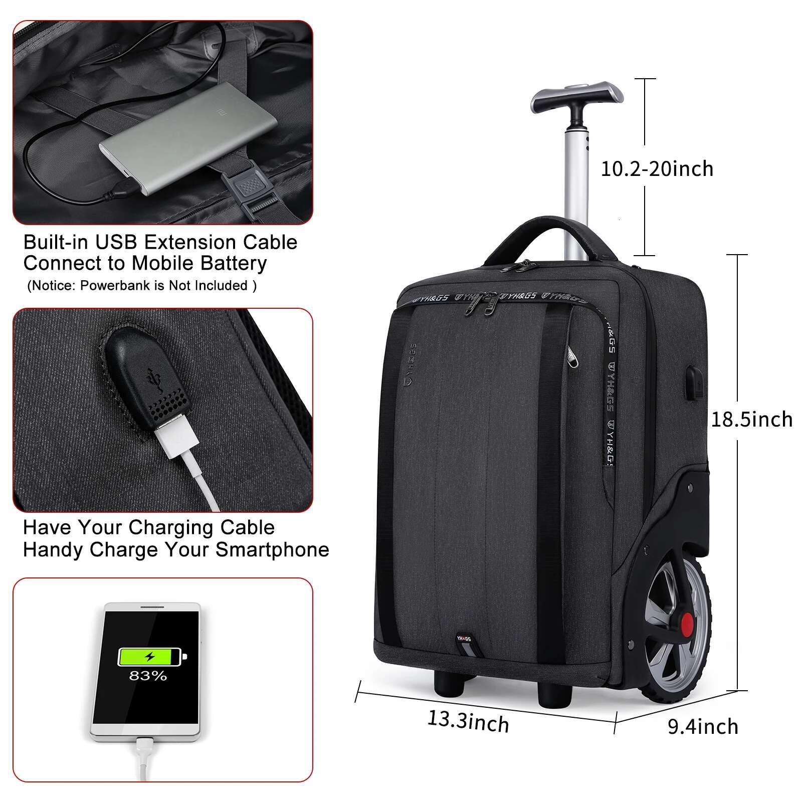 On Wheels Trolley Backpack Business Large Travel Suitcase Bag Waterproof Rolg Lage For Women Men Teens