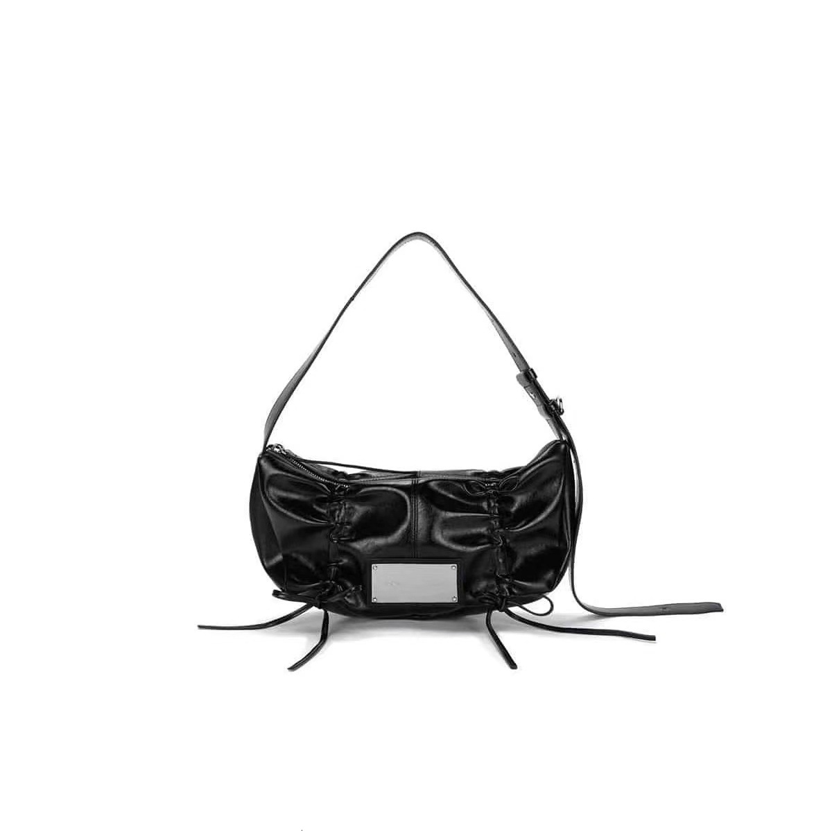 2025 Korean Niche Mini Handheld Bag Metal Tag Bow Drawstring Shoulder Bag Fashion Designer Handbag Popular Wallet Crossbody Bag New Trend