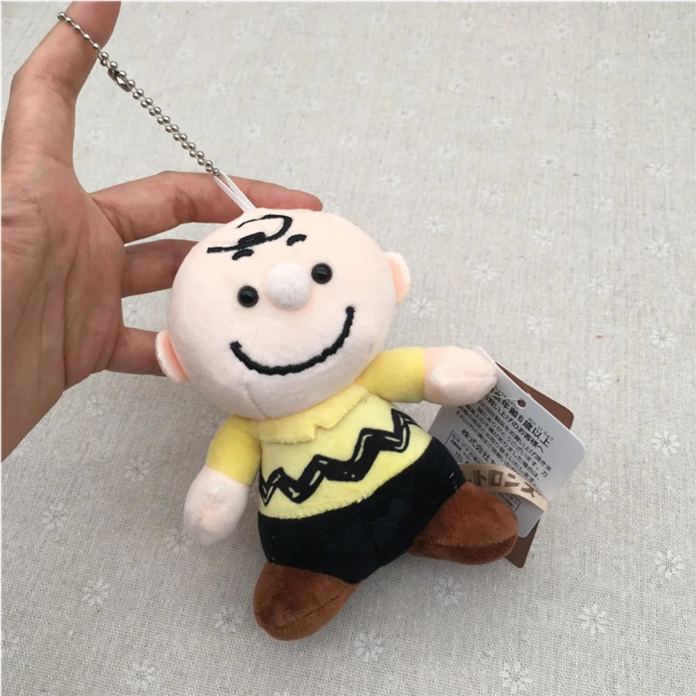 MINISO Plush Ornaments Fluff Soft Bead Chain Bag Pendant Charlie Brown Cute Stick Out Tongue Cotton Stand Dog Boy Girl 250311
