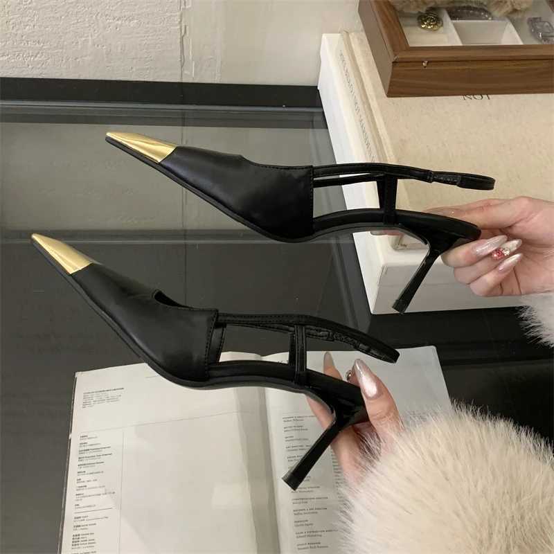Equal Spring Designer Narrow Band Strap Pumps Wen Sexy Splicing Pointed Toe Thin Low H Banquet Me Shoes Zapatos Mujer Y250317