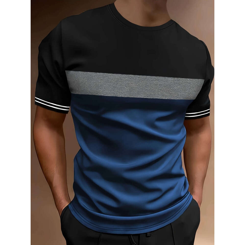 Hot sell European American men's clothing, youth sports, digital printing, 3D T-shirt, short sleeved, 2025 new casual and versatile fashion cloth