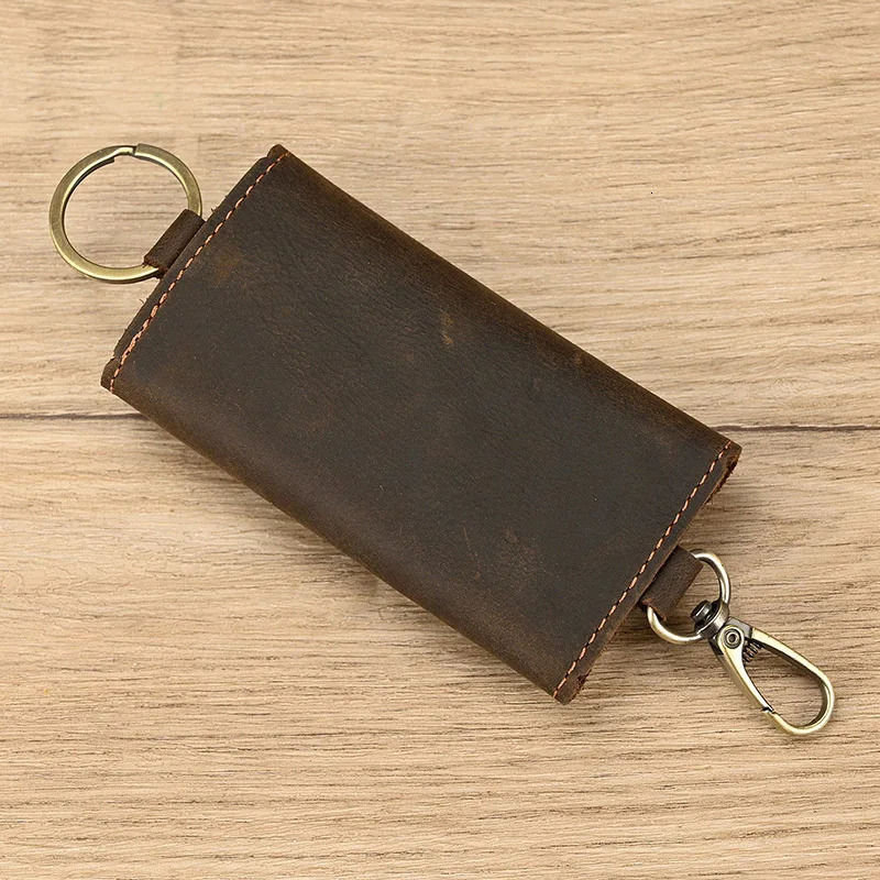 Key Wallet Leather Butler Bracket Car Keychain Keyholder Bag Neutral Wallet Cover Simple Solid Color Storage Bag 250311