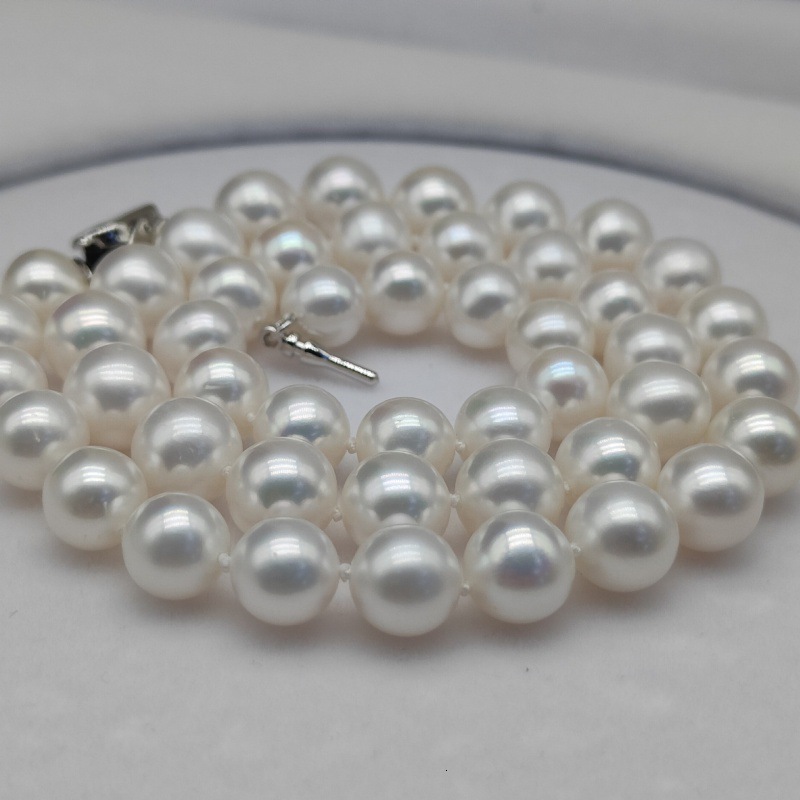 Mothers Day Gift 7-10MM Freshwater Pearl Necklace Glossy Bright Necklace S925 Silver Mother Chain Delivery Gift Box 240919