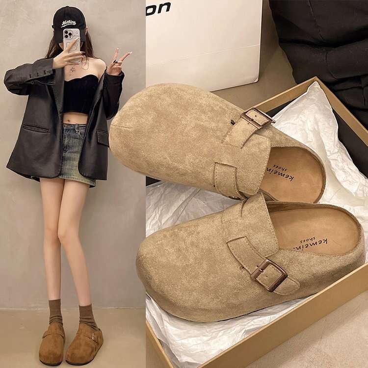 Thick soled Boken one foot lazy shoes, half toe slippers, women's 2025 spring/summer new style, Sen series interior height increasing slippers