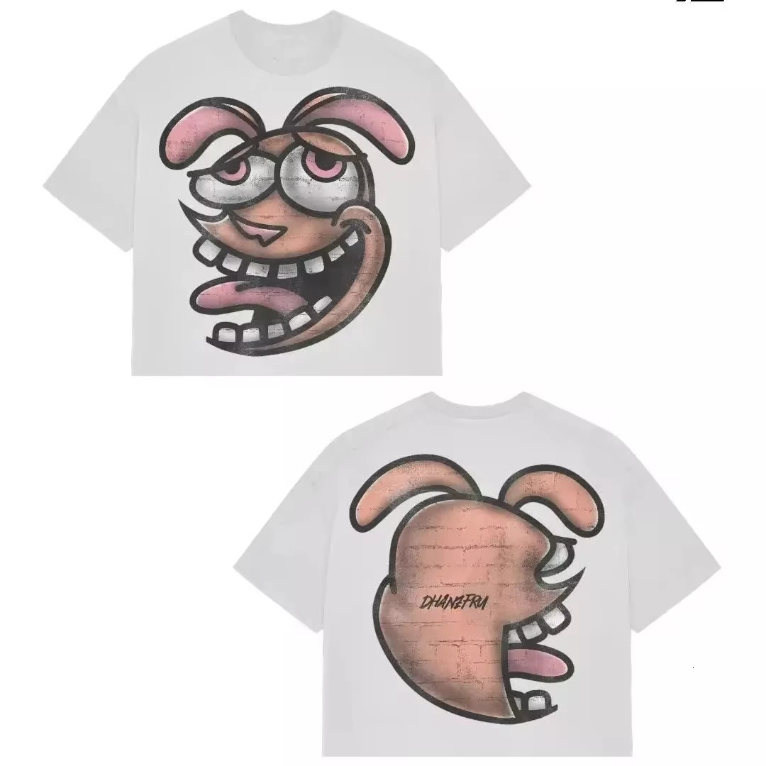 Street clothing Tshirt hiphop fun cartoon graphic printing oversized Harajuku Gothic cotton short sleeved mens 250312