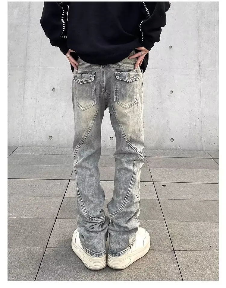 Mens Jeans Pants Y2k Baggy Man Trousers Streetwear Denim Shorts Jean Clothing Flared Cargo Wide Pant Ripped 250312