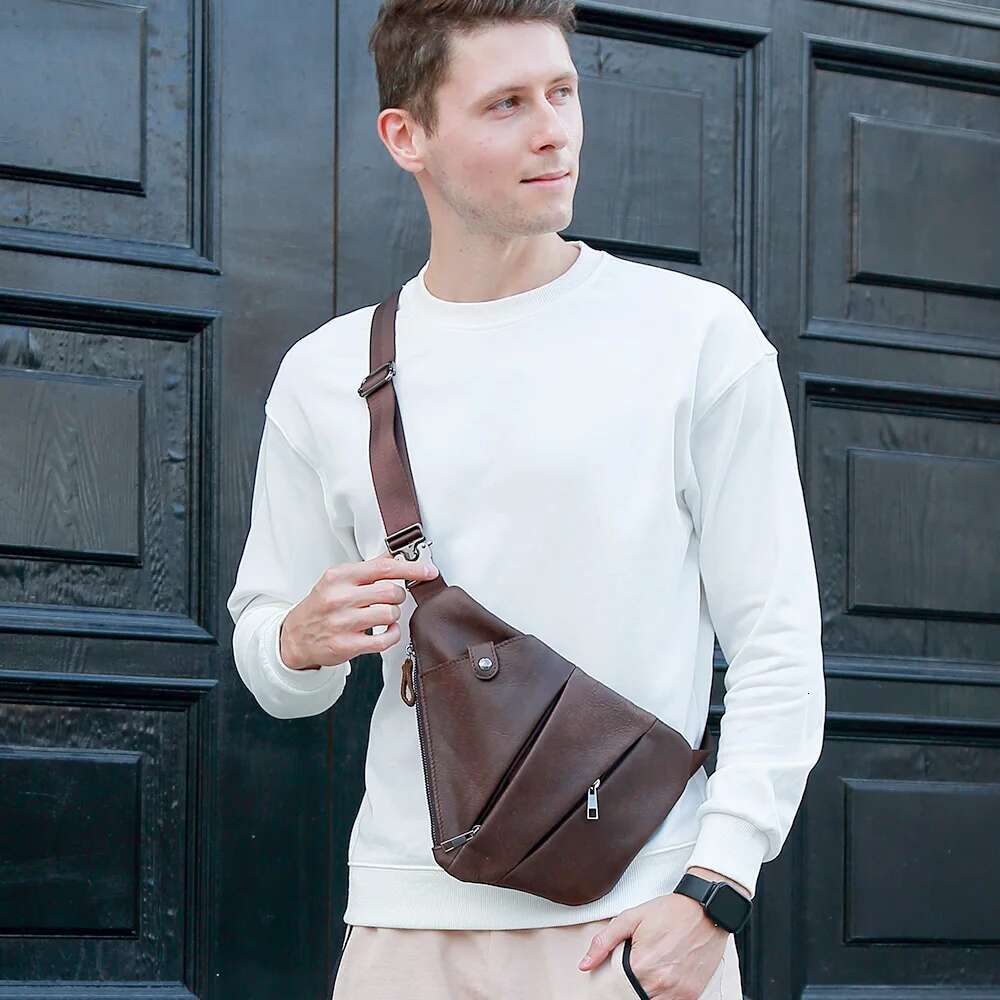 JOYIR High Quality Genuine Leather Messenger Casual Crossbody Fashion Men's Handbag Men Chest Male Shoulder Bag