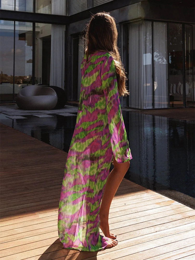 ZRTAK Mesh Cover Ups Sexy 3 PCS Bikini Dress Push UP Set Women Swimsuit Swimwear Bathing Suit Beachwear Summer 250310