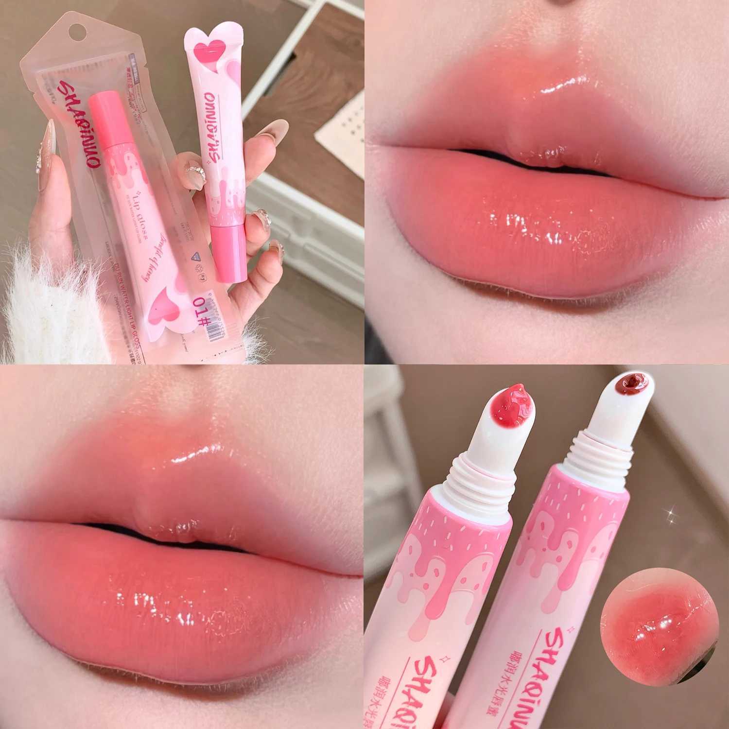 Peach Jelly Crystal lipstick Glossy Moisturizing Shining lipstick Oil lipstick Cosmetics Waterlight Liquid lipstick Coloring Makeup W250312