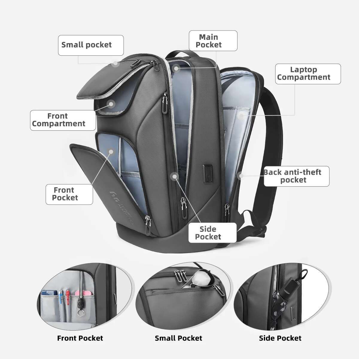 HK Travel Business For Men Large Capacity 17 Inch Laptop Multifunctional Anti-Theft Backpack Weekender Daypack