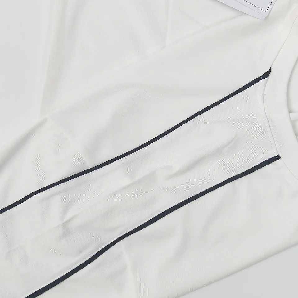 Sporty Stripes Chest y Premium Cotton Streetwear TShirt Men Black White Loose Tee Short sleeved summer Oversized Tops 250312