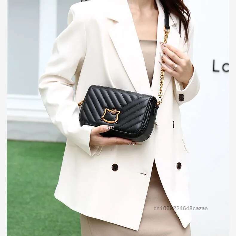 Kaiti Cat High quality Leather Women s Handbag Fashion Designer Crossbody Bag 2025 Simple Trend Multifunctional Chain Casual Wallet Storage Bag
