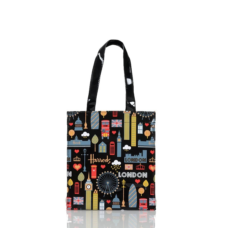 Fashion PVC Reusable Shopping Bag Womens Bag Eco Friendly London Shopper Bag Large Capacity Waterproof Handbag Shoulder Bag 250305