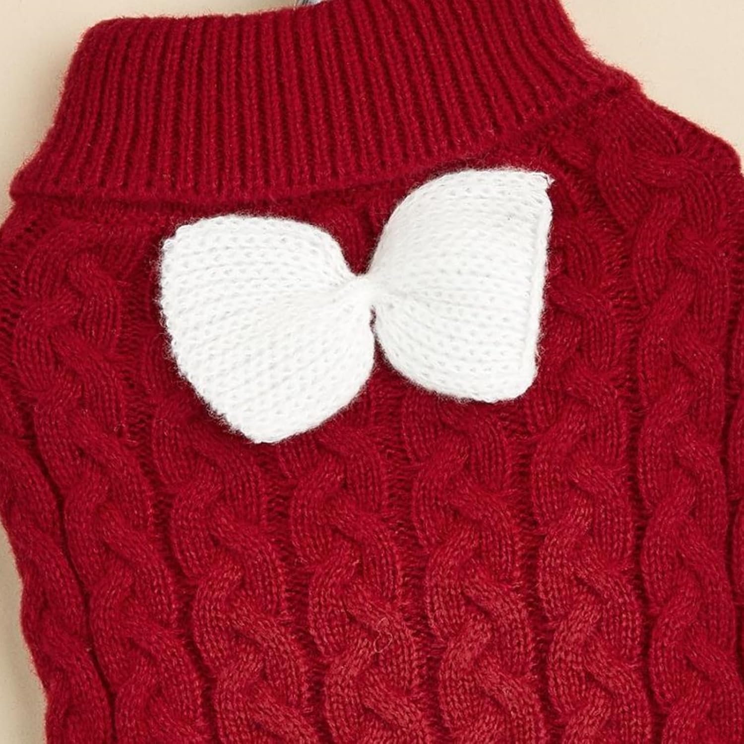 Yanmucy Dog Turtleneck Sweater - Stylish Bow - Knitted, Warm Winter Wear for Small to Large Dogs and Cats (Available in X - Large, Red)
