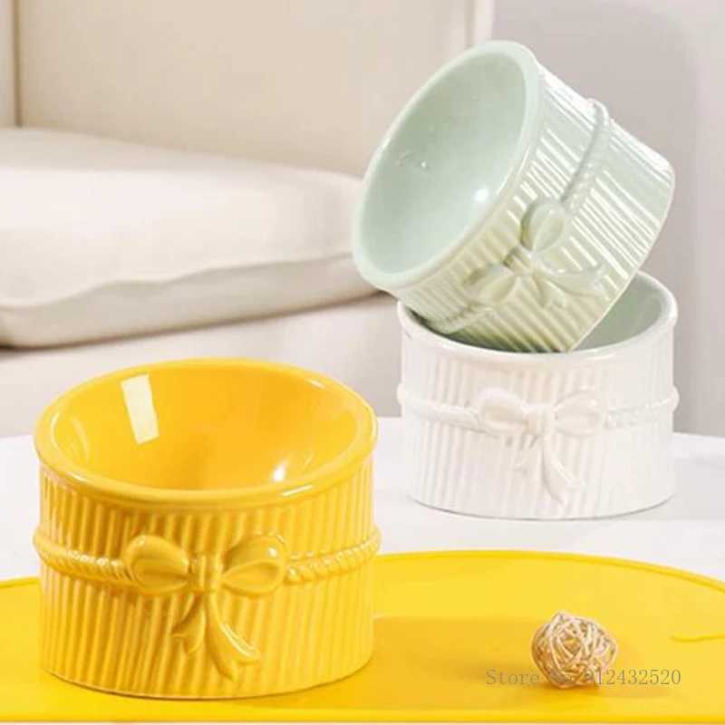New Arrival Ceramic Cervical Protection Flat or Inclined Mouth Eating Drinking Water Food Dog Cat Bowl High Feet Tableware Pet Product