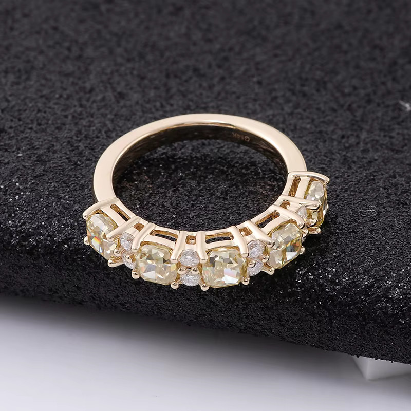 Moissanite Ring 14K Yellow Gold Classic Style Customizable Fine Jewelry Wedding Anniversary Gift