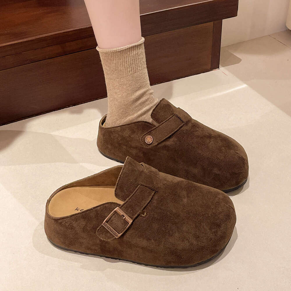 Thick soled Boken shoes for spring 2025, new height increasing lazy shoes, one step on, worn outside with a toe cover, half trailer, single shoe serie