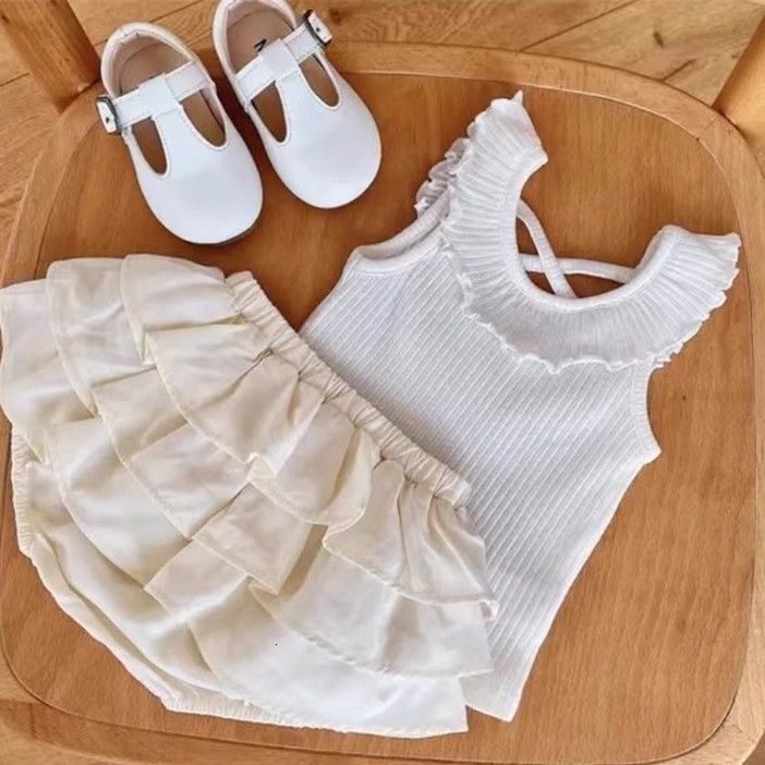 Ddmyshoesvip Summer New Little Girls Tank Top With Mushroom Edge Fashionable Versatile Trendy For Middle And Small Children S Tops