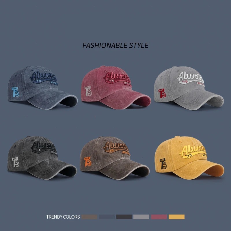 ThreeDimensional Embroidery Soft Washed Cotton Distressed Hat Mens Letter Men Outdoor Fashion Faded Baseball Cap 250311