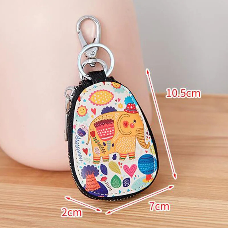 Casual Painted Women Key Bag PU Leather Key Wallets Housekeepers Car Key Holder Case Gigh Quality Keychain Pouch 250311