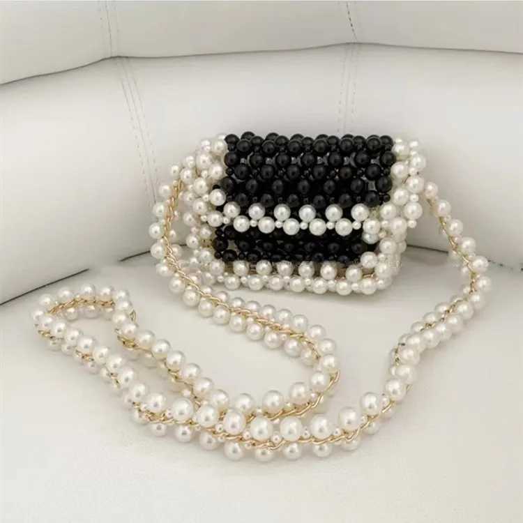 New Arrival New small pearl bag white beads fairy portable messenger bag with chain womens wallet and handbag cross body bag T250311