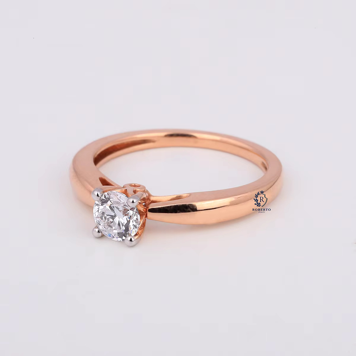 0.50 TCW Round Brilliant Cut Solitaire Moissanite Ring for Women Engagement Jewelry Moissanite Diamond Ring in 14KT Rose Gold