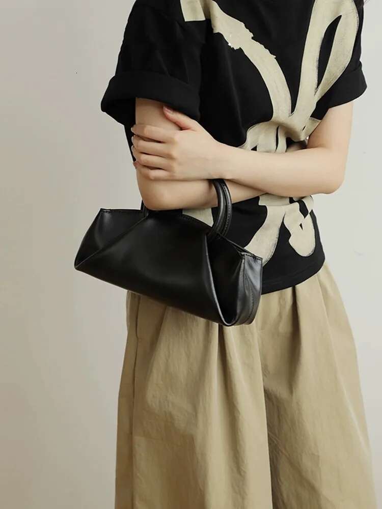 Fashion Smocking Simple Long Tote Women Handbag Genuine Lady Shoulder Real Leather Crossbody Bag