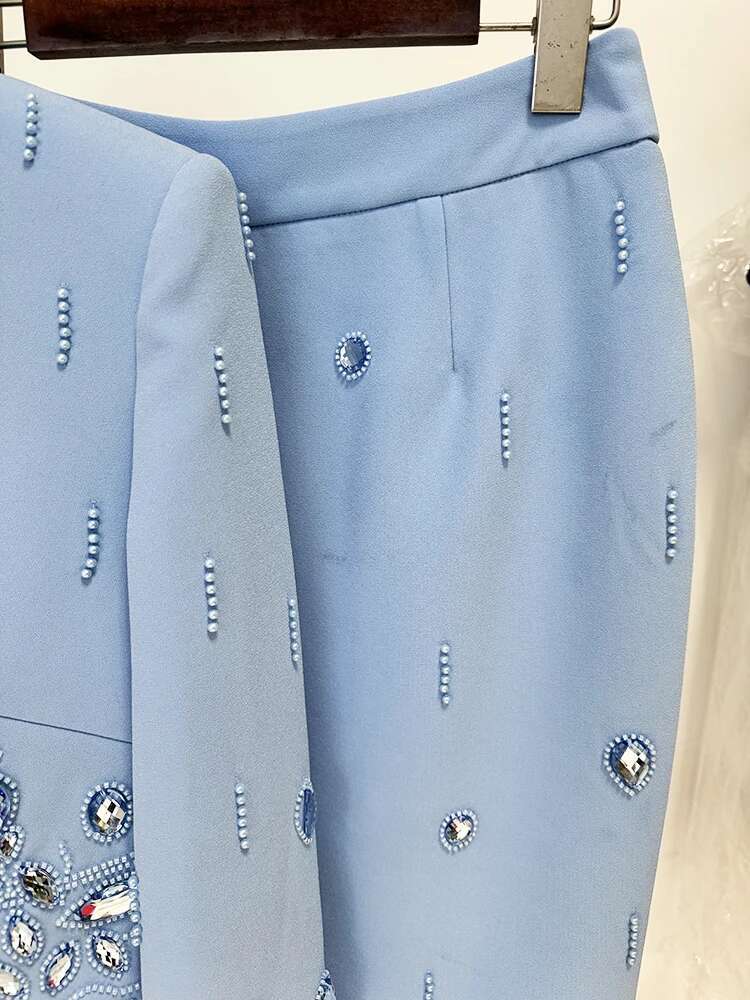 HIGH STREET Newest Fashion 2025 Designer Runway Suit Women's Stand Collar Zip Back Cropped Tops Long Skirt Set 2Pcs