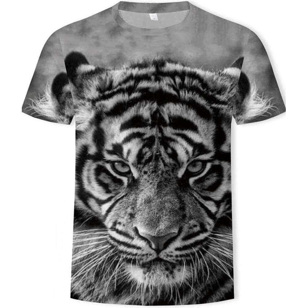 Mens T shirt Men's 3D Digital Printing Tiger Head Pattern T-Shirt, Men's Summer Casual Tattoo Tiger Head Short Sleeve tee Casual tops summer
