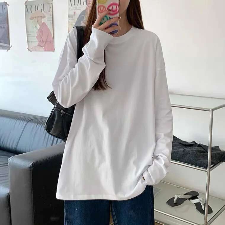 Student Top White T Autumn Long Sleeve T-Shirt Female Loose Ins