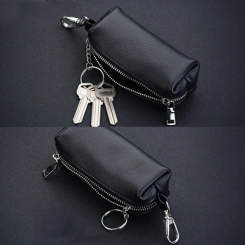 Fashion Women Genuine Leather Car Keychain Cover Zipper Case Organizer Housekeeper Key Bag Key Chain Pouch Key Holder Wallet 250311