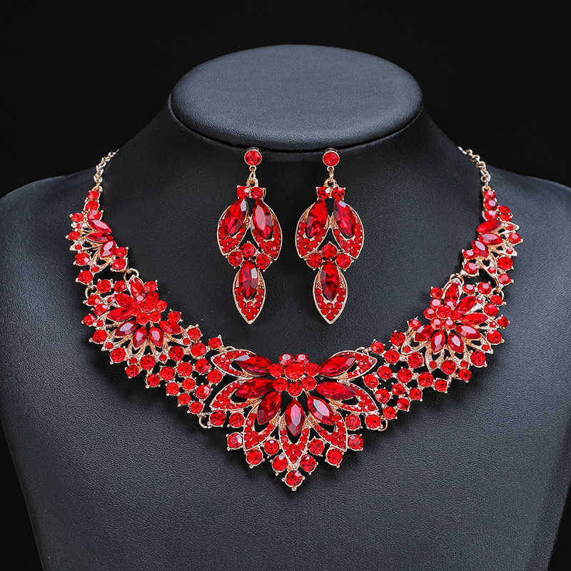 Necklace set womens 2-piece set leaves and flowers exaggerated luxury new bride wedding accessories W250312