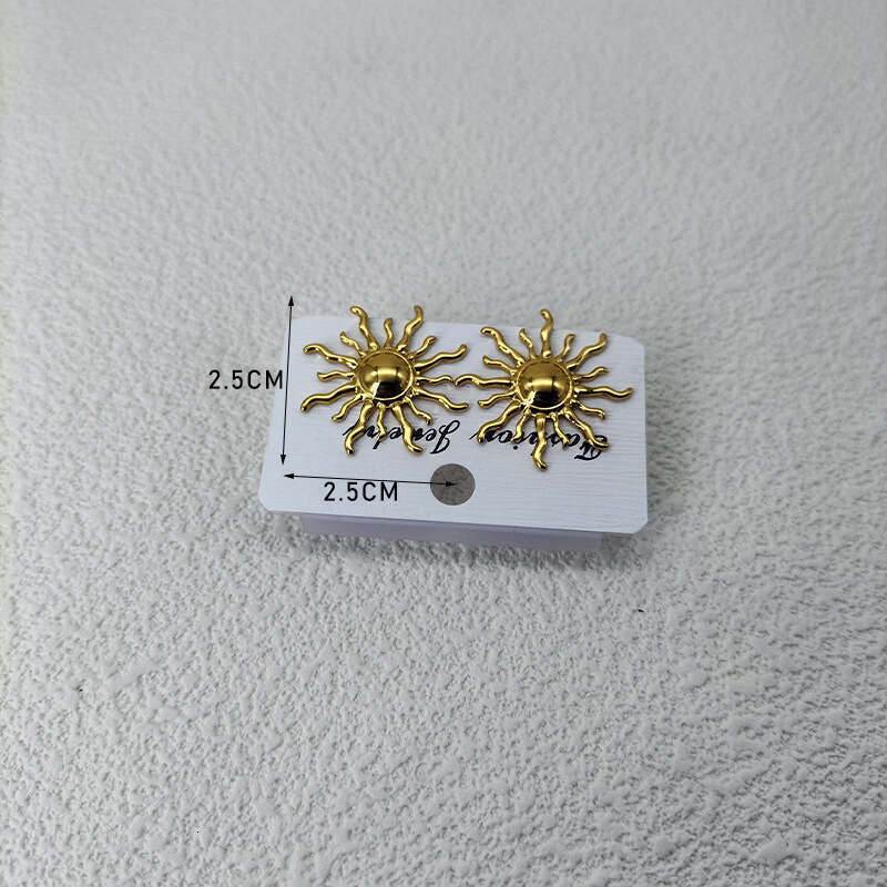 Fashionable New Sun Pendant Exquisite Stainless Steel Necklace Earrings Ear Accessories Women's Gift