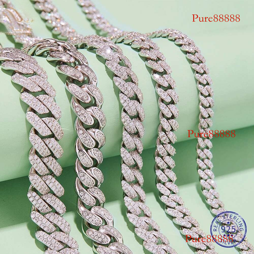 WUIHA Hip Hop Rock White Gold Sterg Sier GRA Pass Test Dia VVS1 Moissanite Cuban Necklaces 25-100g DropShipping