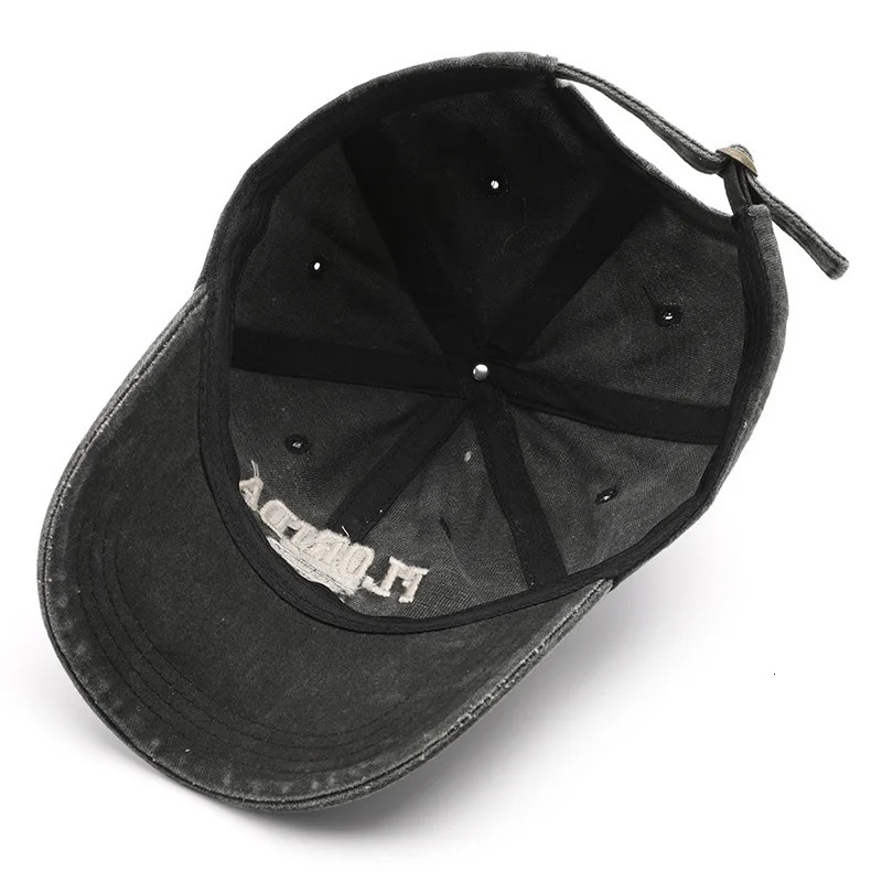 Vintage Washed Cowboy Baseball Cap for Men Women FLORIDA Embroidery Sun Casual Hip Hop Hat Curved Brim Soft Top 250311