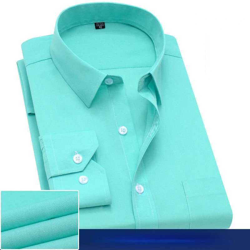 Solid Basic Dress Shirt Big Plus Size 7XL 8XL Long Sleeve Male Standard-fit Formal Social Grey Blue Work Office Business Shirts W250312