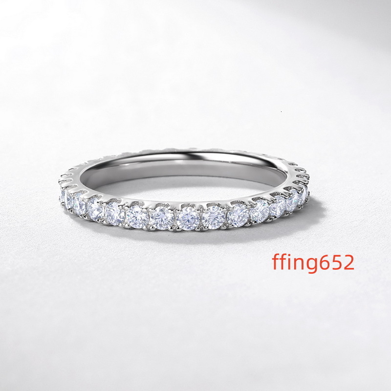 New Simple Geometric Full Diamond Moissanite Ring 925 Silver Fashion Ring Popular Manufacturers Wholesale