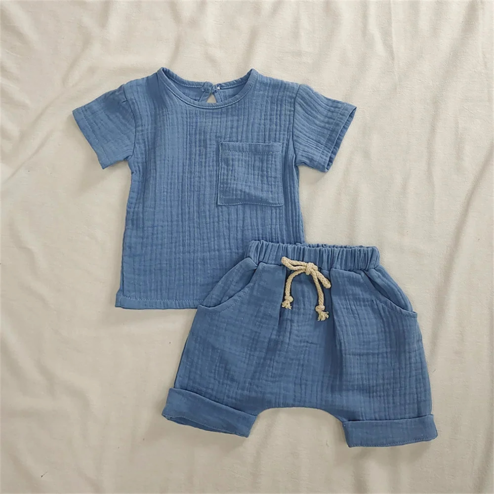 2 Pieces Babies Outfit Set Cotton born Baby Girl Clothes Boys Toddler Romper T-shirts and Shorts Infant Soft Clothes 250311