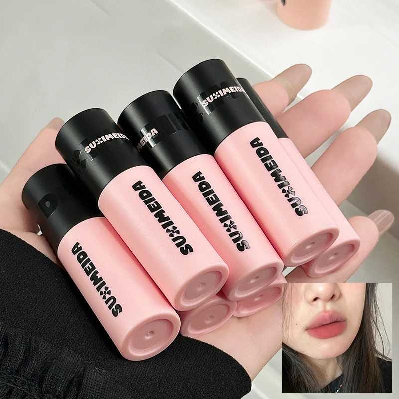 Smoking dark red lips matte velvet mouse gray purple lipstick waterproof durable stick free cup pink lip color Korean cosmetics W250312