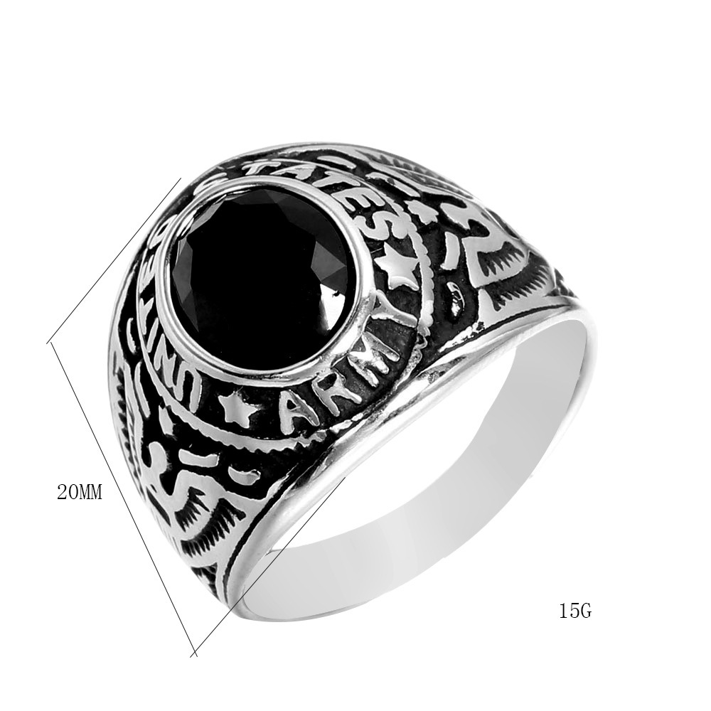 Hip Hop Retro Inlay Colorful Stones Casting Eagle Ring Stainless Steel Mens Jewelry