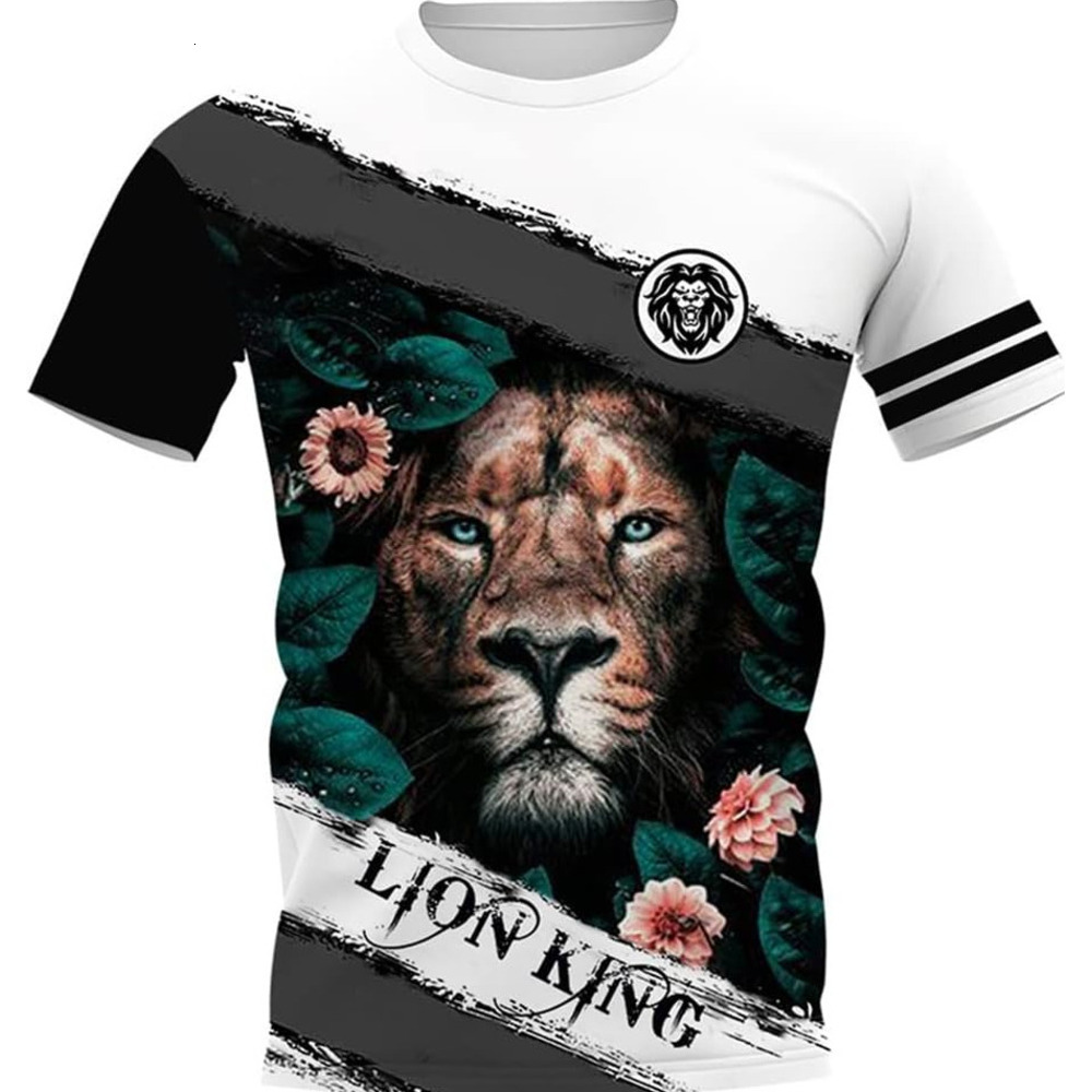 Mens T shirt Men's 3D Digital Print Dominant Lion Head Pattern T-Shirt, Viking Summer Loose Casual Short Sleeve tee Casual tops summer clothes