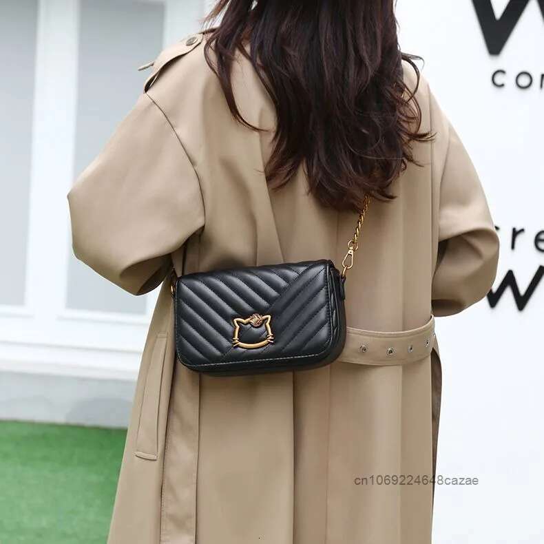 Kaiti Cat High quality Leather Women s Handbag Fashion Designer Crossbody Bag 2025 Simple Trend Multifunctional Chain Casual Wallet Storage Bag