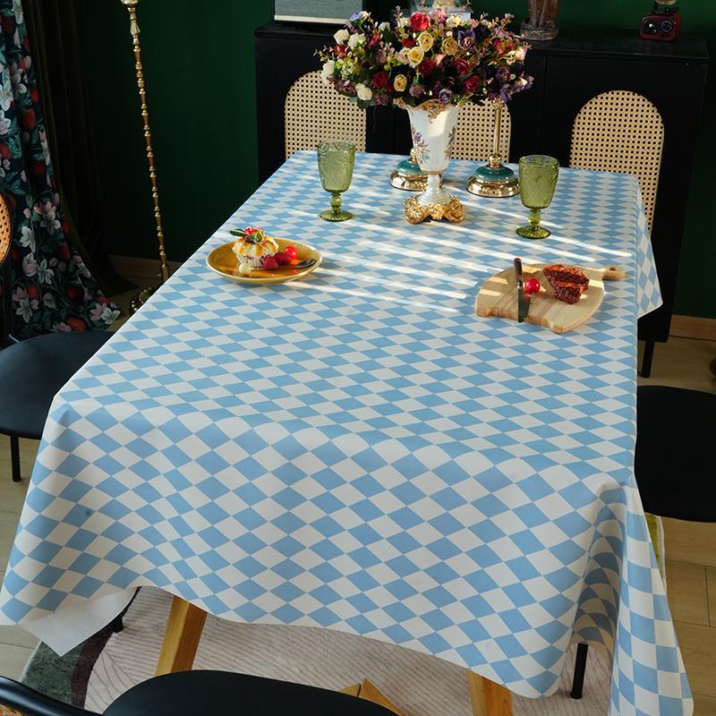 T0396 Premium Washable PVC Tablecloth with Scalding Protection - Simple Design for Dining Tables