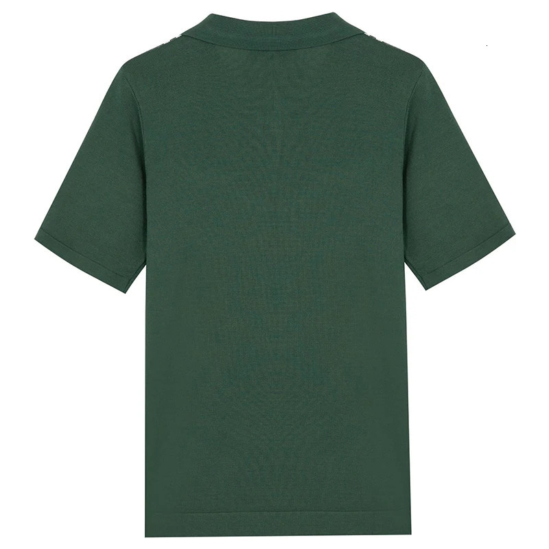 Summer Clothing Mens y Knitted Short Sleeve Polo Shirt Retro Lapel Buttondown Patchwork Fashion Business Leisure Knitwear 250312