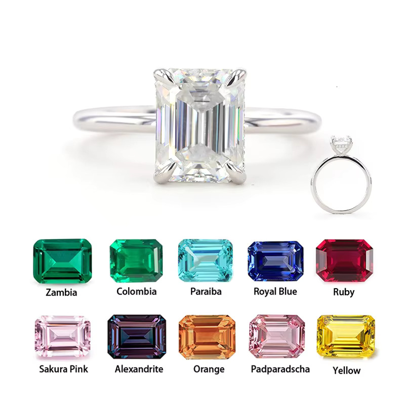 Starsgem 1CT DEF VS VVS Emerald Cut 10k 14k 18k White Rose Yellow Gold Lab Diamonds Jewelry Rings