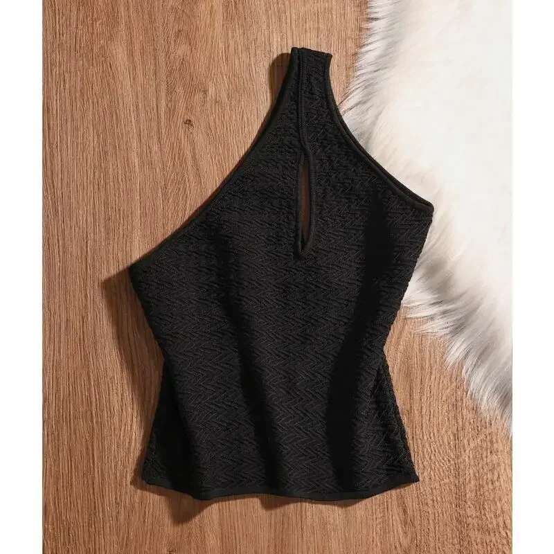 2024 Summer Senior Three-Dimensional Decorative Sg Vest New Slim-Fit Sleeveless Sexy Hollow Knitted Top