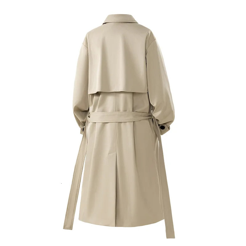 Mens Double Breasted Trench Coat MidLength Loose Fit Windbreaker SpringAutumn Fashionable Outerwear for Casual Office 250312